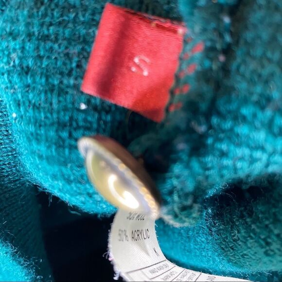 Vintage Pitlochry Scotland knit green long cardigan S duster wool blend luxe - Picture 5 of 7